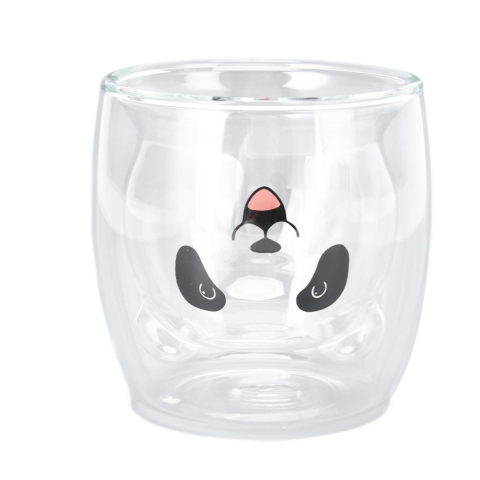 Double Wall Glass Coffee Mug 250ml Panda Style High Borosilicate Glass Cute Drinkware with Insulated Design