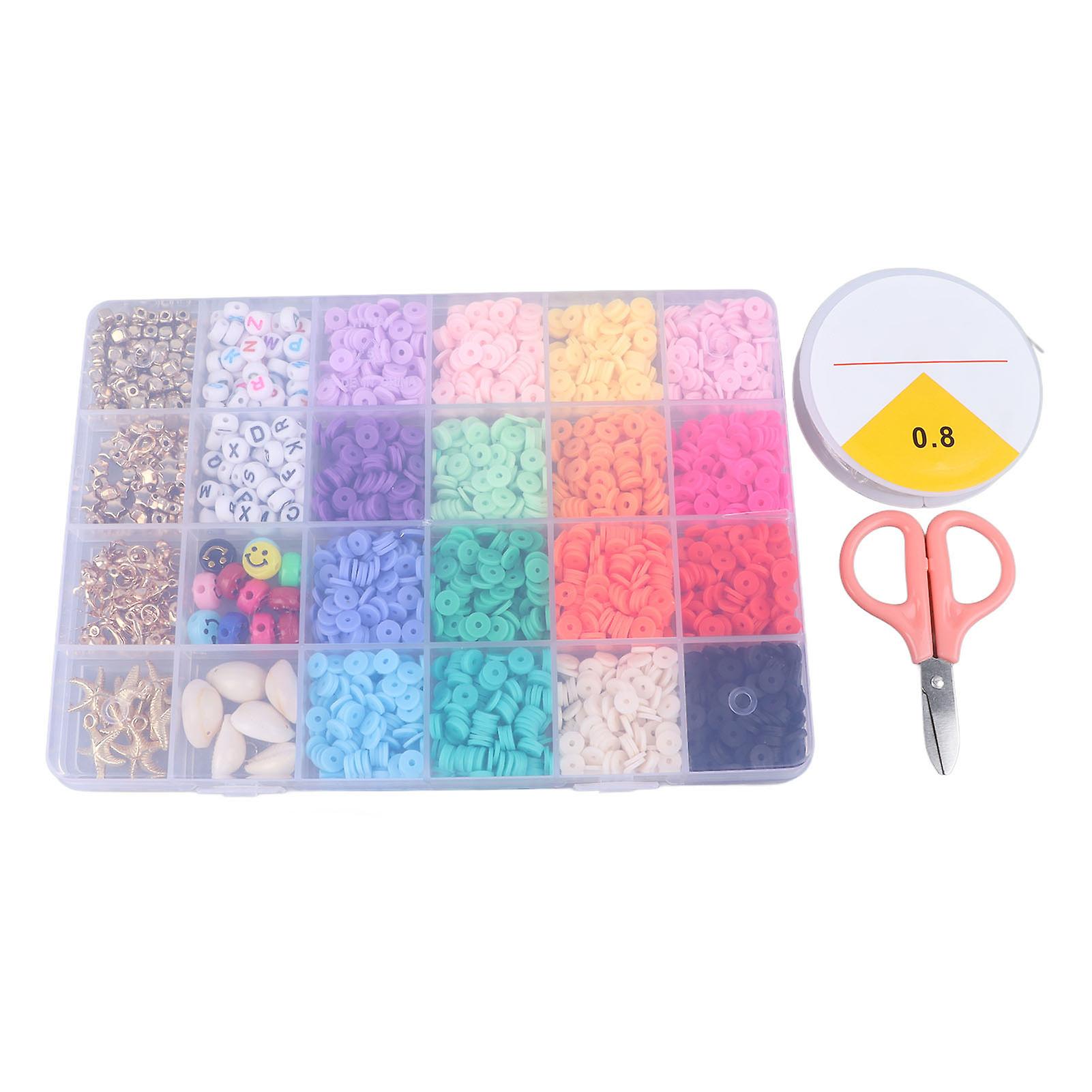 Bracelet Making Kit Polymer Clay Assorted Styles Colors Box Packed Jewelry Making Beads with Scissors Clasps for DIY