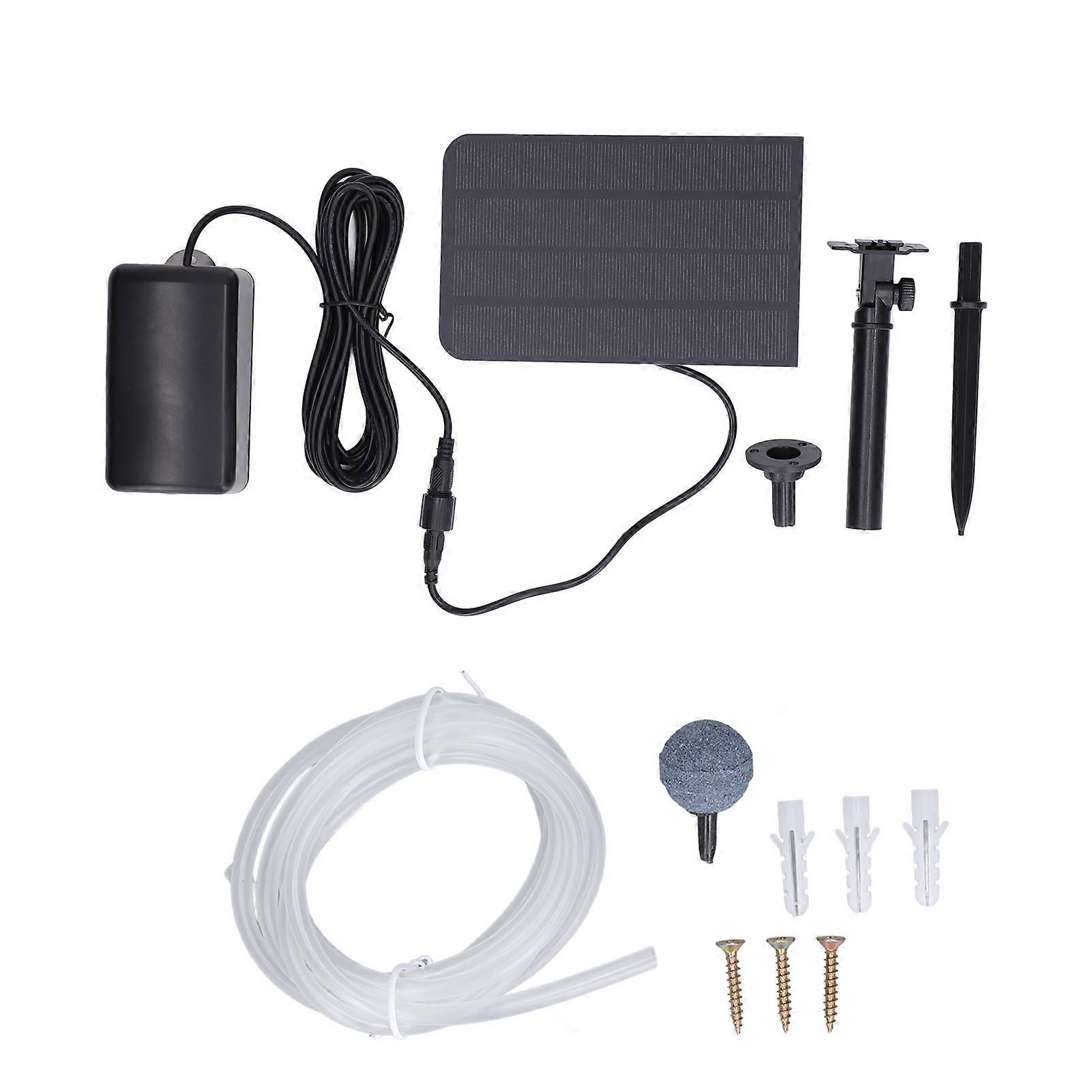 Solar Air Pump Oxygen Large Volume Low Noise Set Kit DC 6V 2W for Aquarium Fish Tank