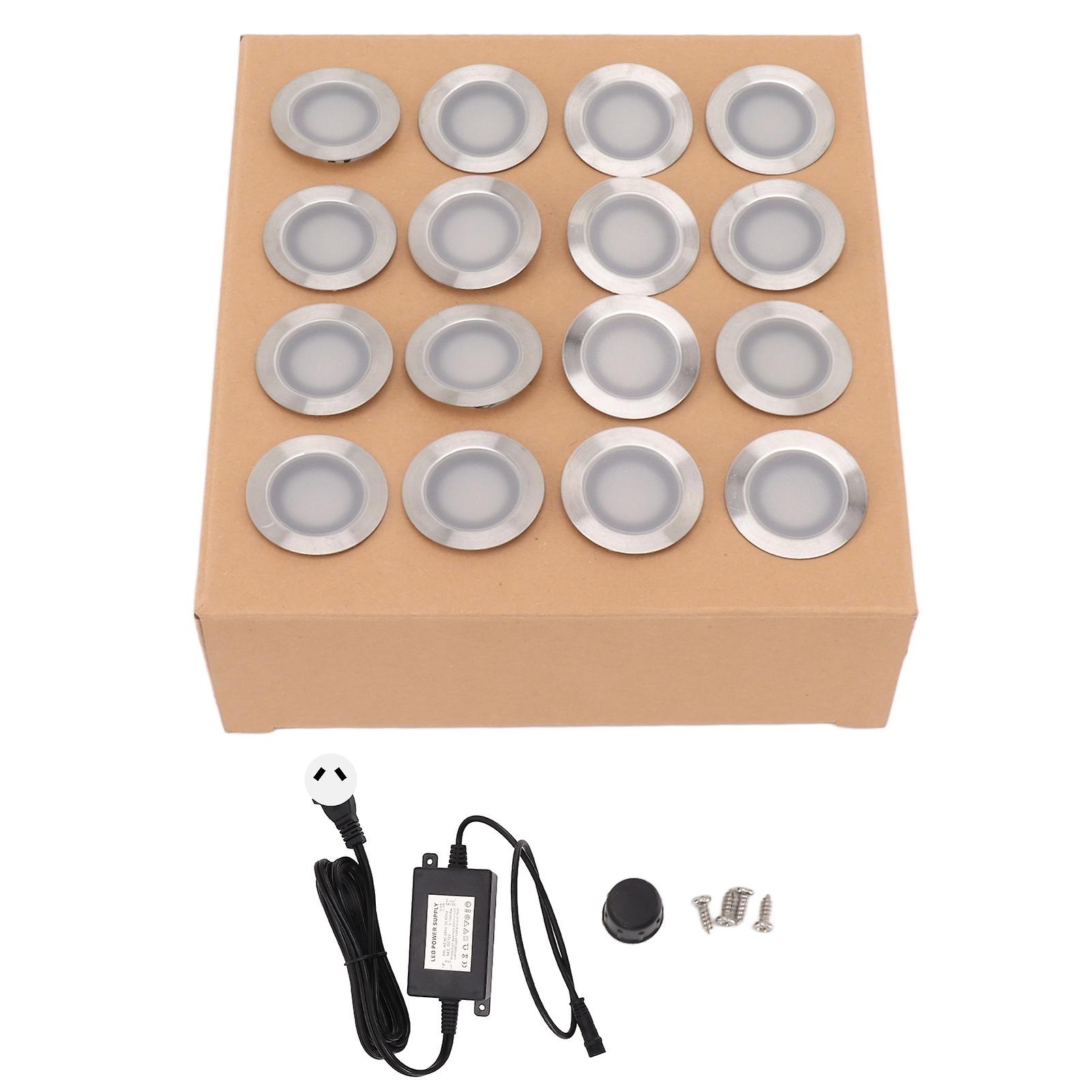 16-piece LED recessed patio spotlight kit, 10W, 2800-3200K, warm white, IP67 waterproof, 90-265V plug, AU plug
