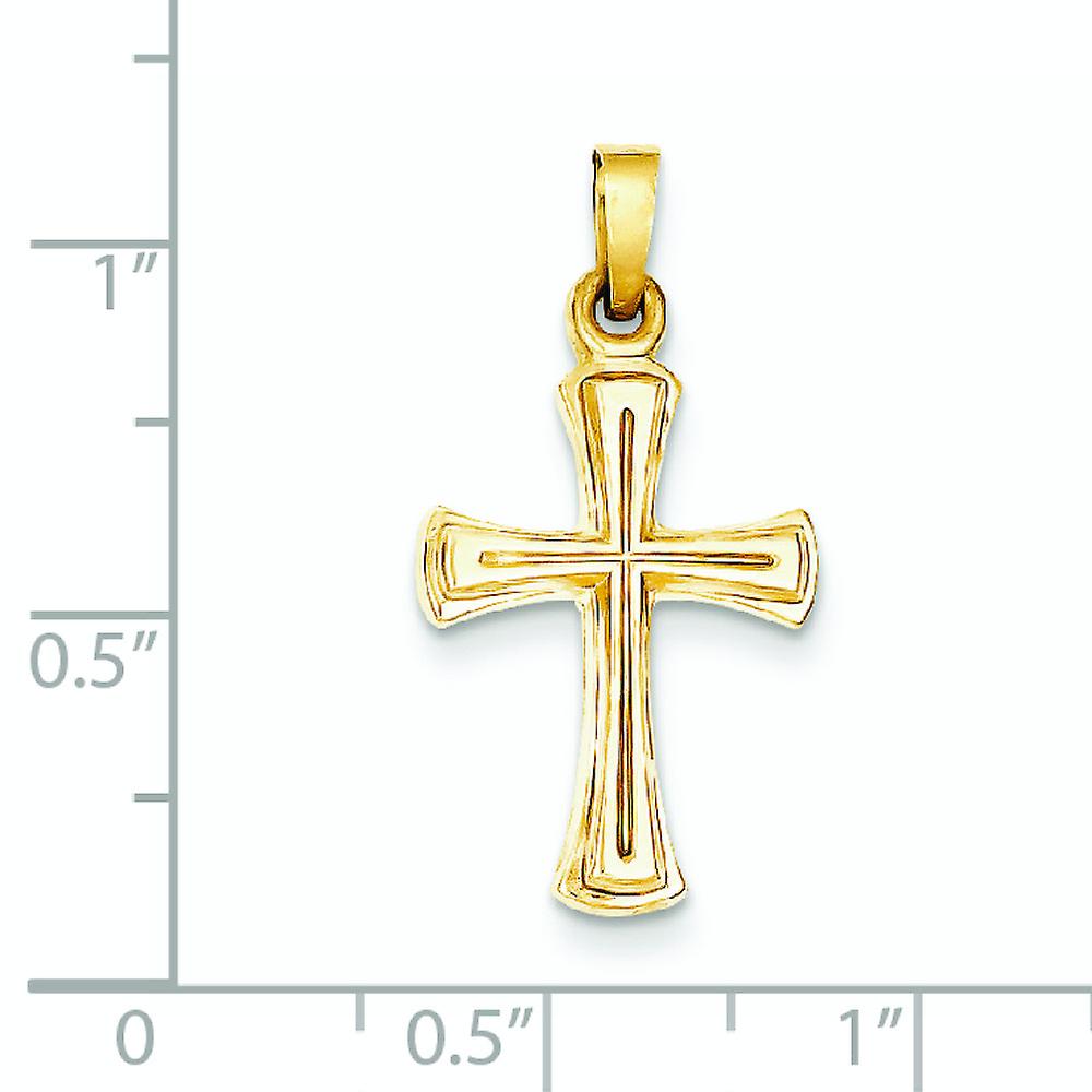 14k Solid Yellow Gold Methodist Faith Cross Pendant For Women - Hypoallergenic, Nickel-Free