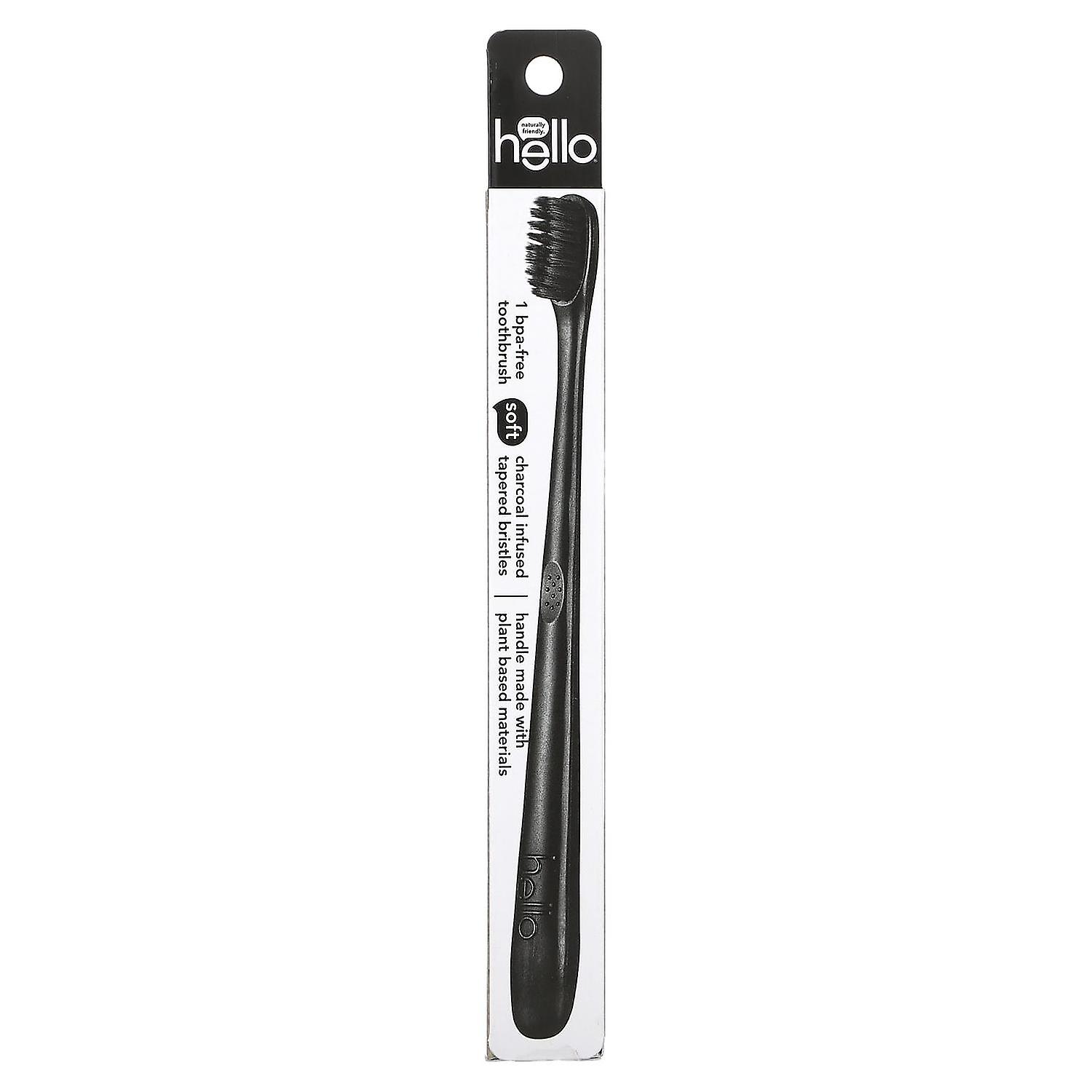 Hello, Toothbrush with Charcoal Infused Bristles, Soft, 1 Toothbrush