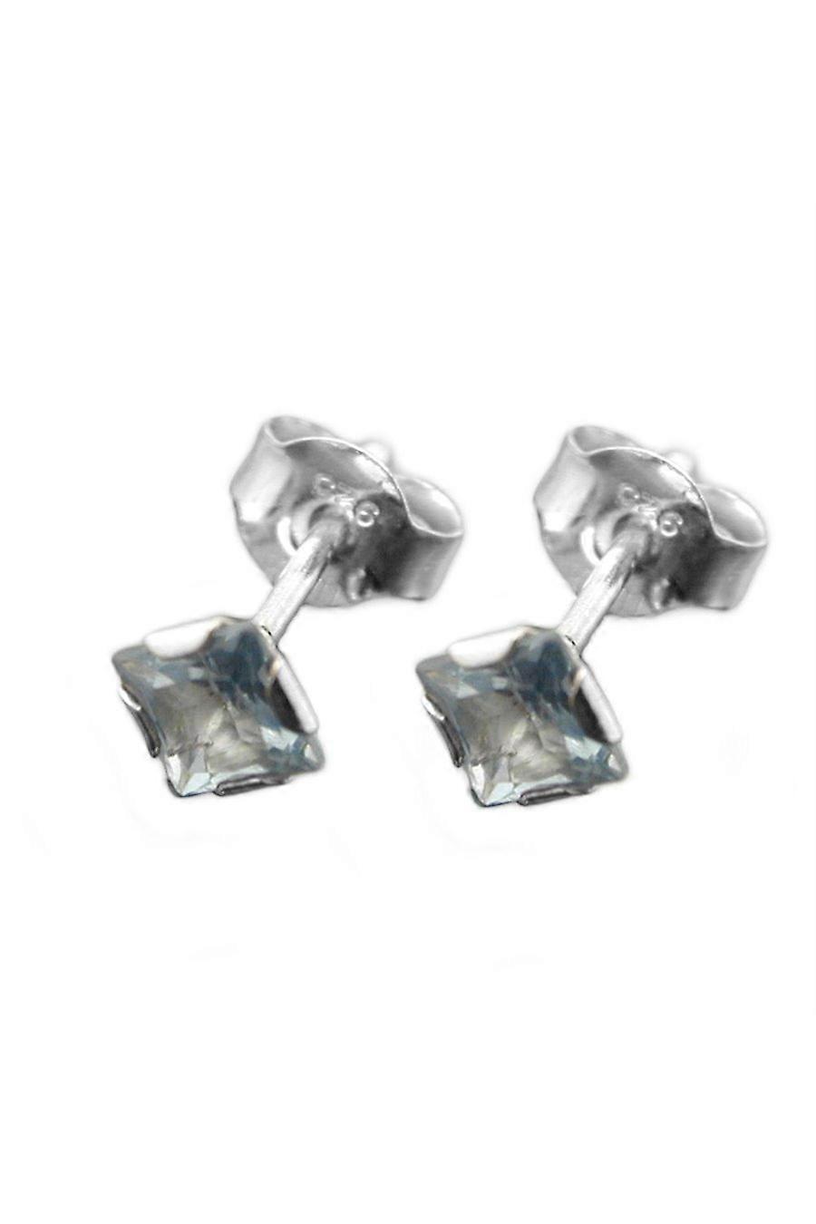 Stud Earrings Aquamarine Square Silver 925 - Gl92240