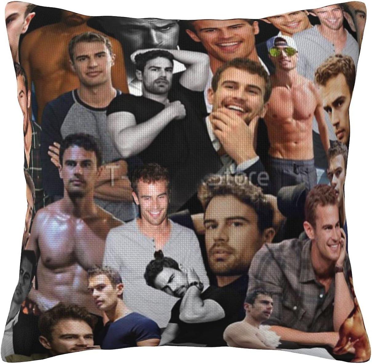 Theo Actor James Linen Decorative Throw Pillow Pillowcases Square Cushion Case Floor Pillowcases, Sofa Cushions, Cushion Covers, Backrest Covers -[A48