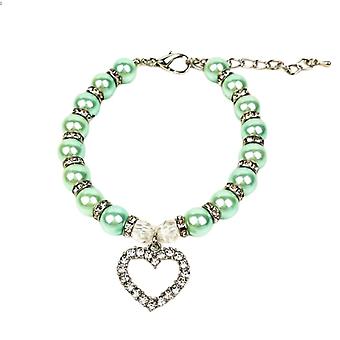 Veeki hond parel halsbanden en strass hond kraag Set, huisdier kat parel ketting Full Diamond Bling verstelbare hond kraag voor kleine meisjes katten Puppy Nec