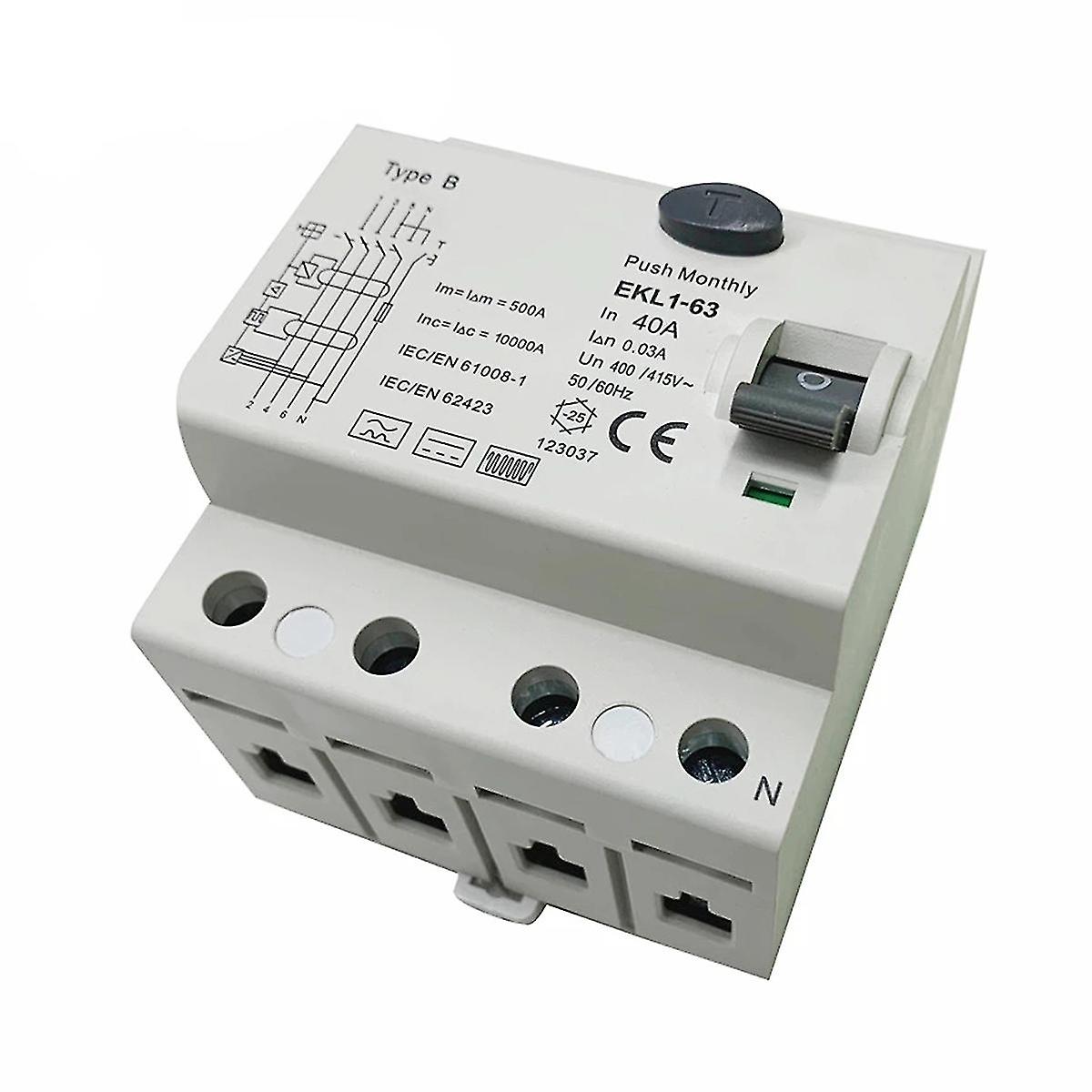 Type B Rccb Residual Current Circuit Breaker 10ka 4 Pole 40a 30ma Rcd Elcb Ekl1-63 Type B Rcd Leaka