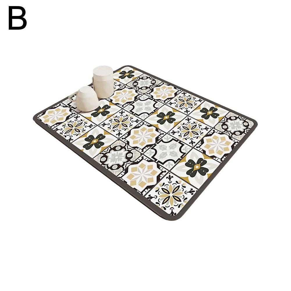 Quick Dry Dish Mat, Retro Quick-Drying Water-Draining Mat for Kitchen Bar