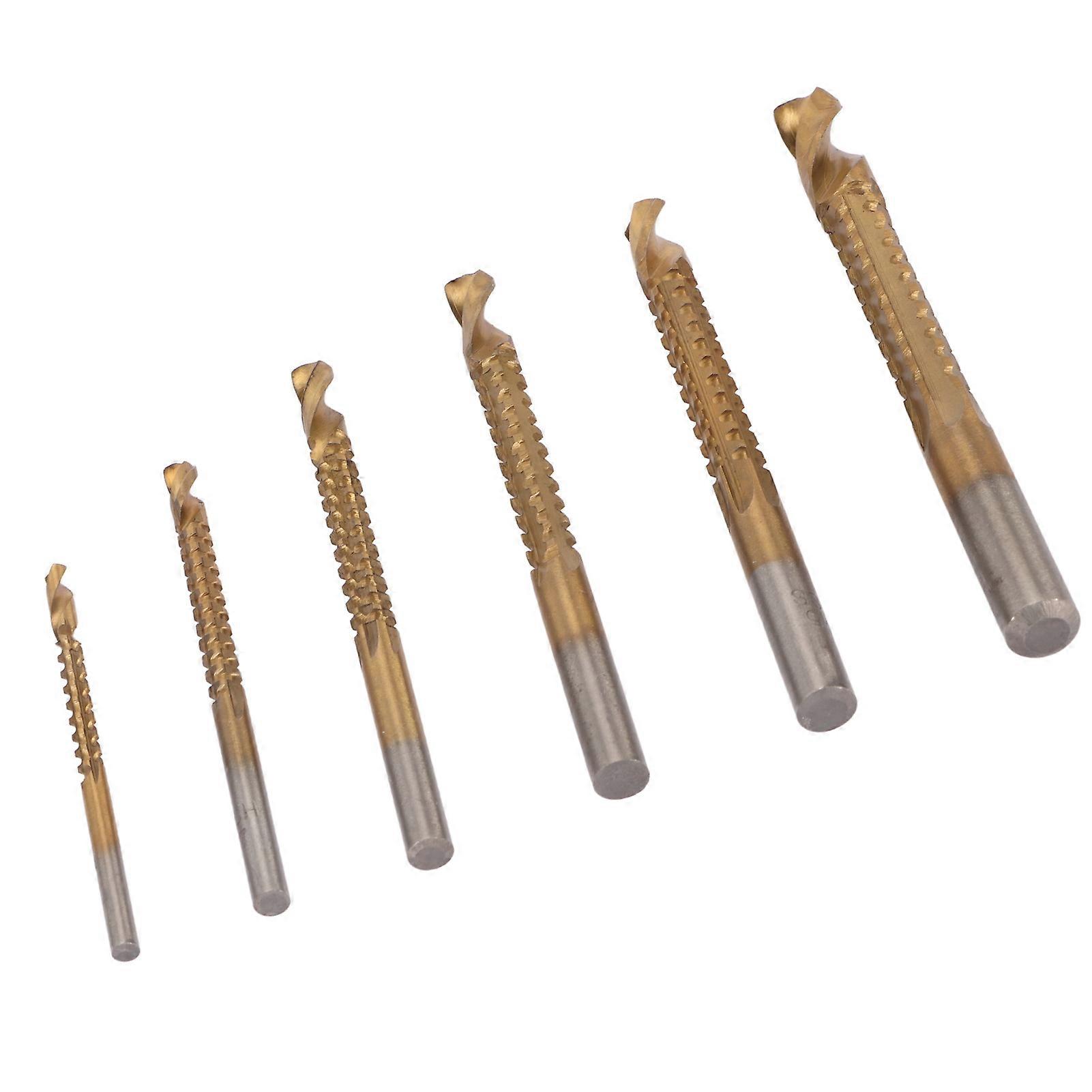 6 Pcs HSS Spiral Saw Drill Bits Set 3-8mm Serrated Side Cut