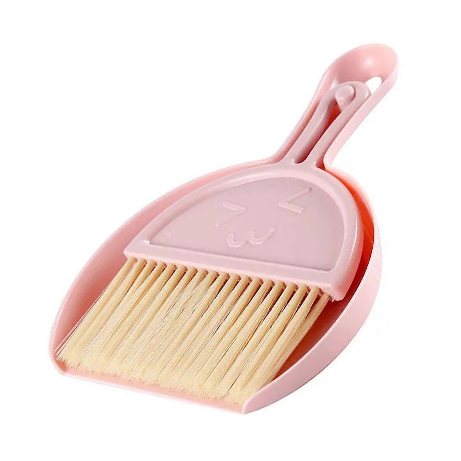 Small Broom Dustpan Set for Home Mini Dustpan Brush Set Handheld Hangable Whisk Broom for Table Countertop Key Board Smile Face L