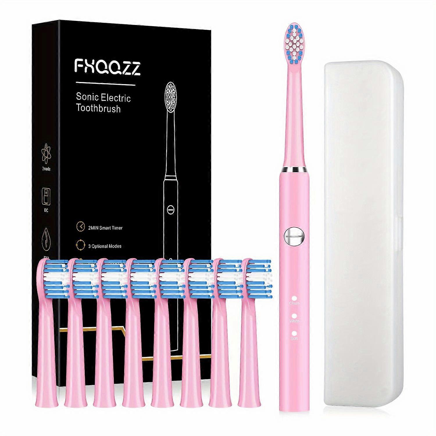 8-Piece Electric Toothbrush Set: Rechargeable, Effective Cleaning & Convenient Use!