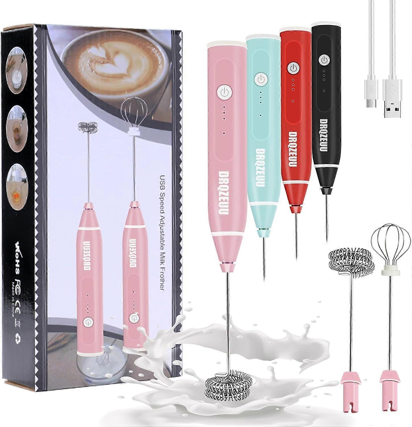 Portable Milk Frother, Mini USB Rechargeable Electric Foam Maker for Cafe Latte, 4 Speeds, Mixer for
