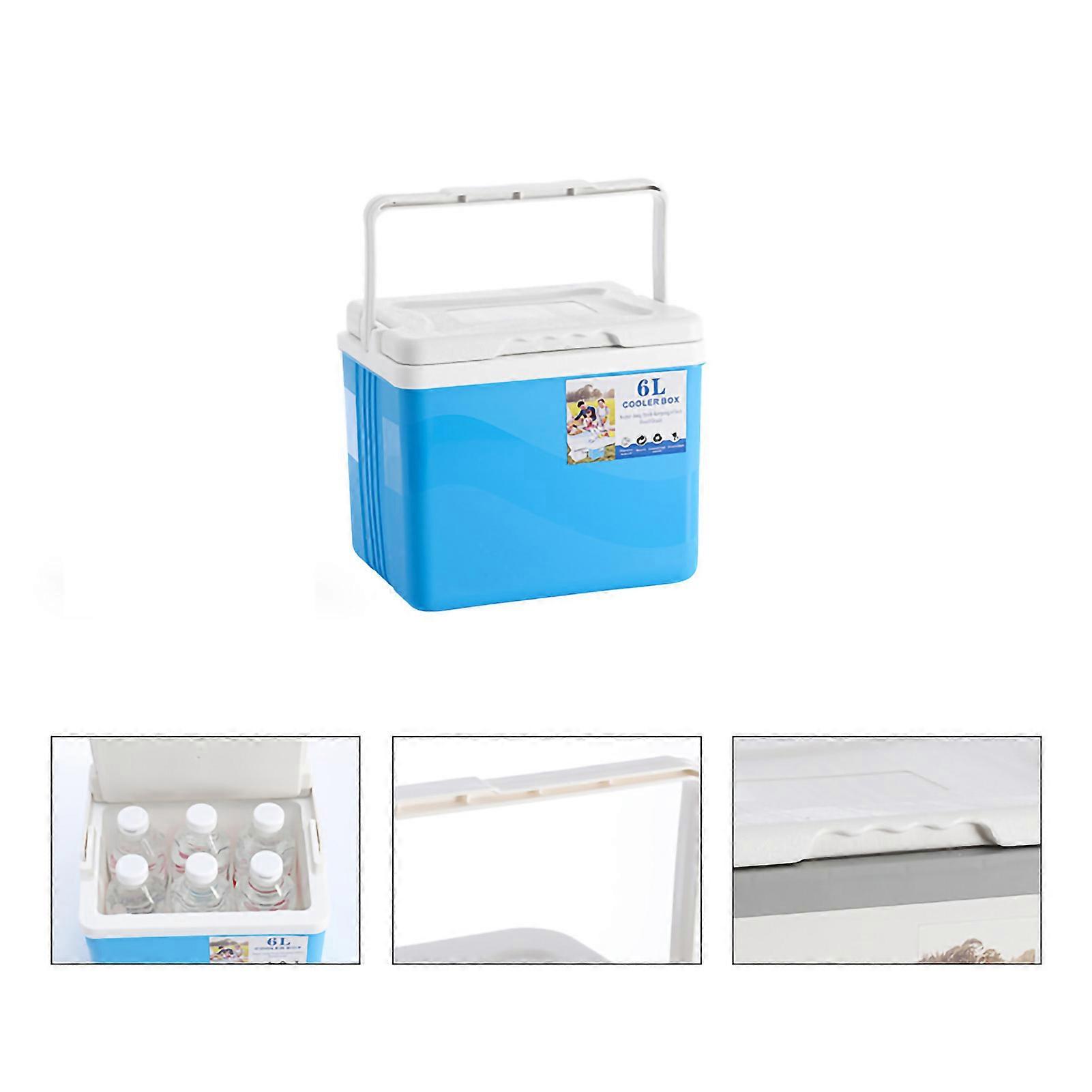 Insulated Cooler Portable Pe Material Keeping Warm Cold Environmentally Friendly Small Cooler For Car 6l Blue And 5 Ice Packs