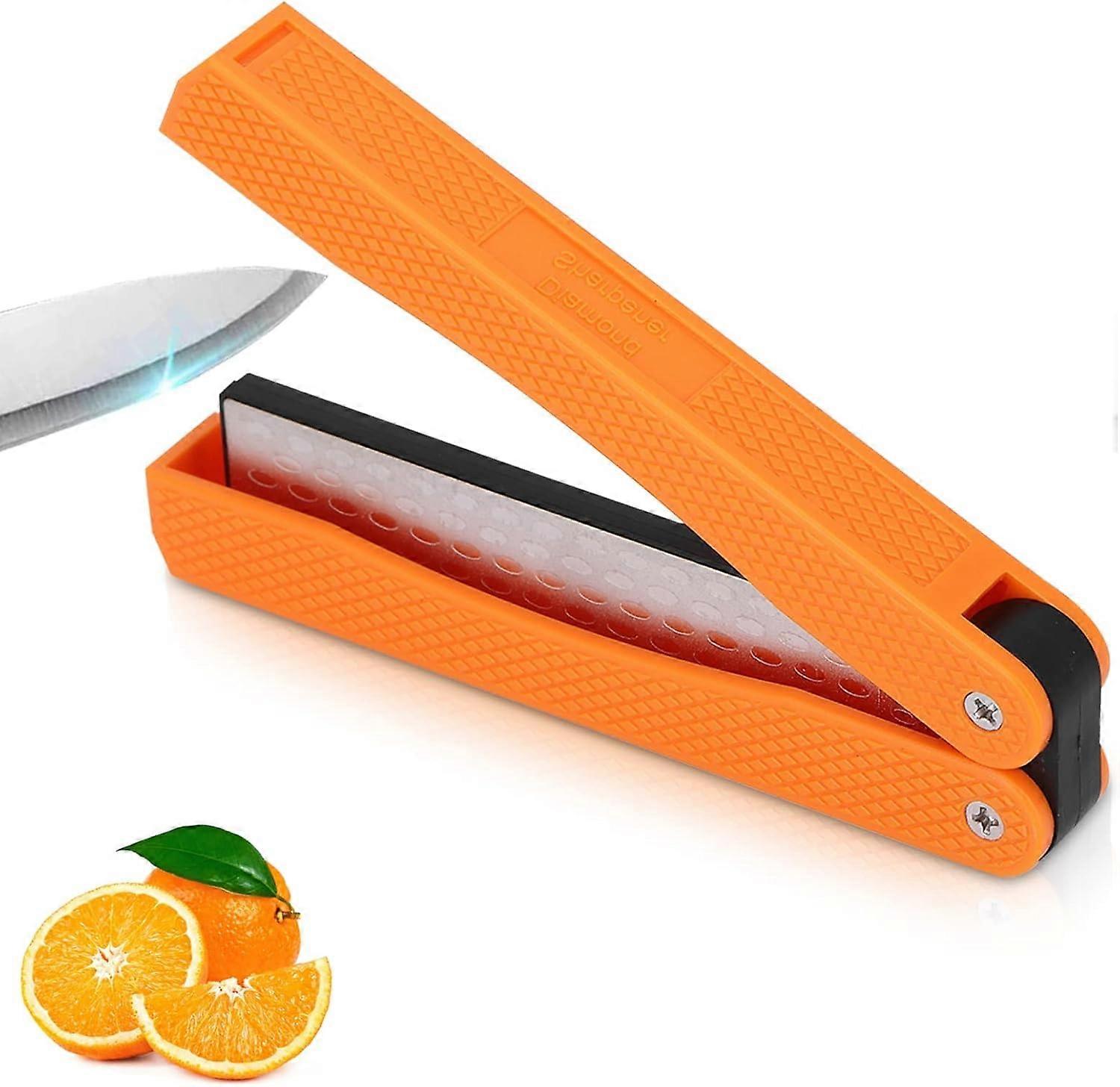 Portable Diamond Knife Sharpener, Folding Sharpening Tool, Diamond Sharpener, Folding Knife Sharpening (Orange)