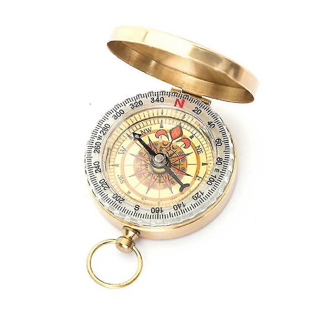Compass For Navigation, Vintage Pocket Compass With Luminous Function, Pure Copper Shell, Waterproof Military