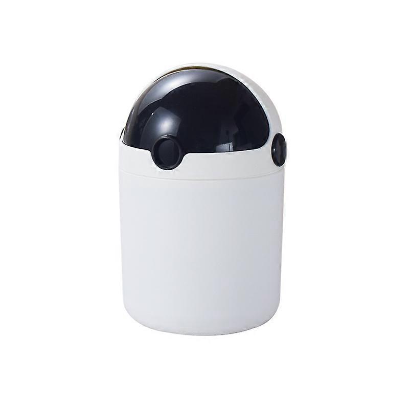 Cute Small Desk Basket With Lid,Desktop Mini Trash Can (Black)