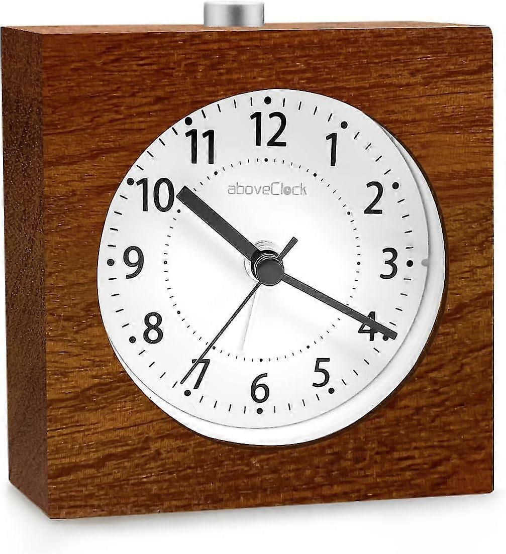 Alarm Clock Battery Operated Snooze Function Wood Travel Alarm Clock Light Up Silent Analog Alarm Clock No Ticking Needle Clock Rising Sound Alarm - W