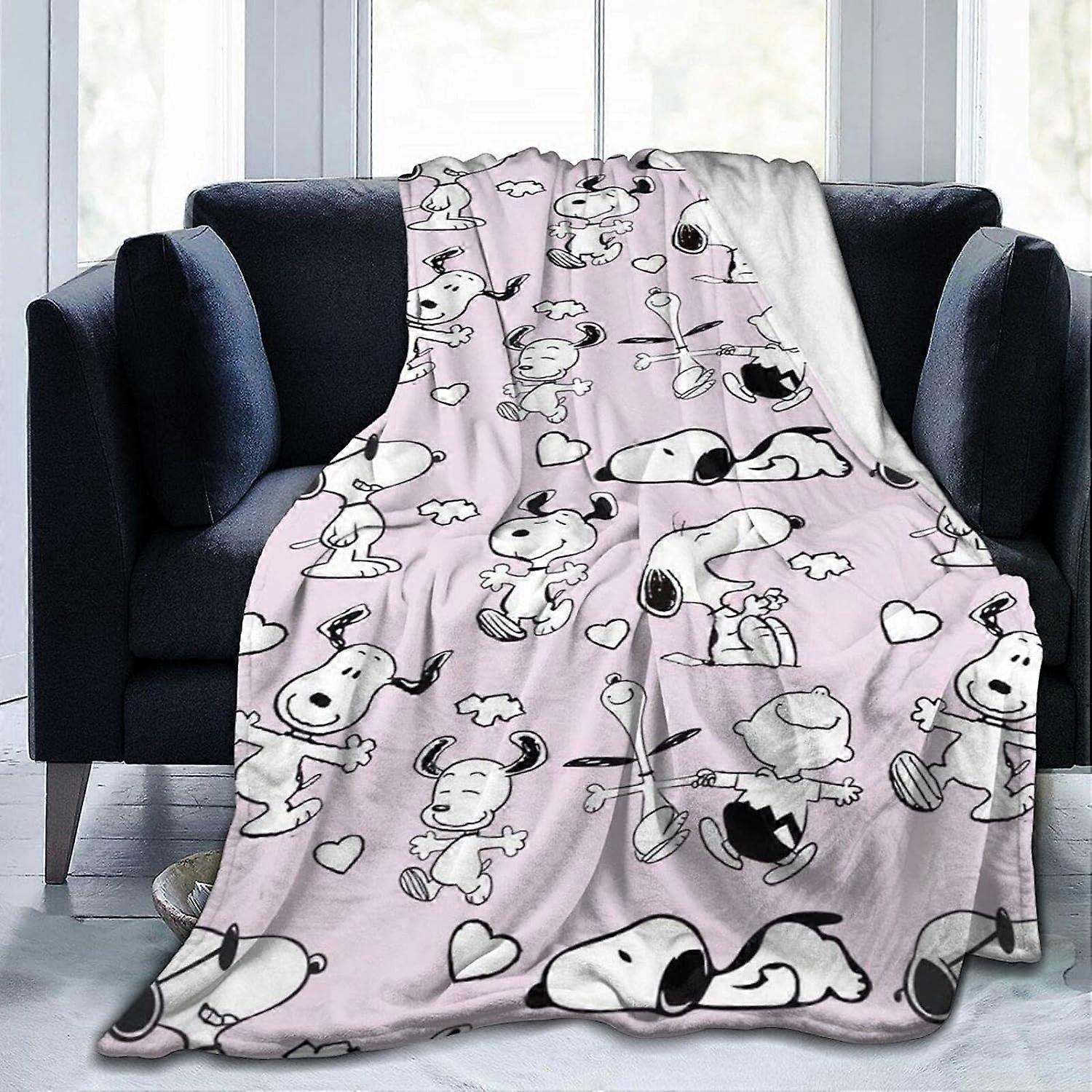 Snoopy Flannel Throw Tæpper Super Blød Flannel Fleece Tæpper Fluffy Varme Tæpper Til Seng, Sofa, Flere Størrelser Til Voksne -SYS20696