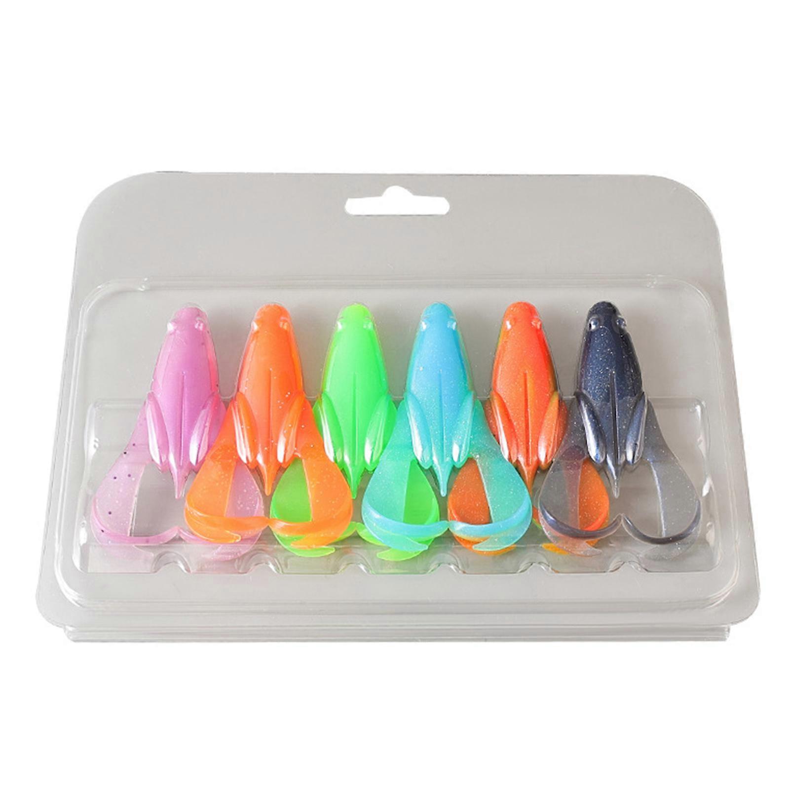 6Pcs Fishing Lures Soft Bionic Lures for Floating Frog Fishing Sinking Swimming Baits Realistic Shaped Freshwater Blacking Puff Water Frog Thunder Fro