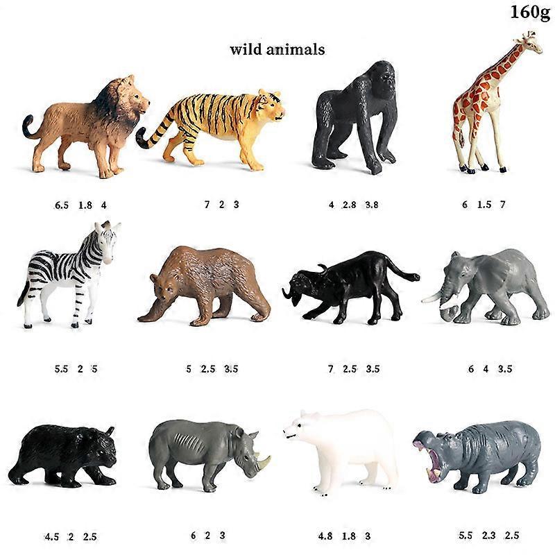 12pcs Simulation Wild Animals Ornament Kids Toy