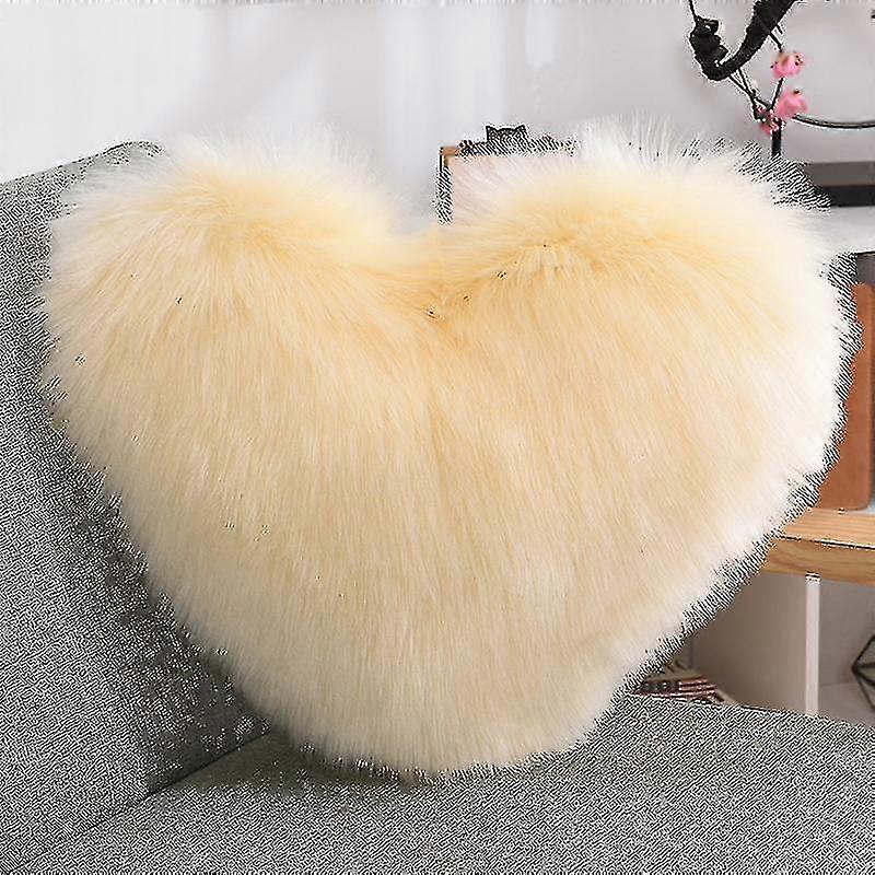 Faux Fur Heart Pillow Decorative For Bedroom And Couch 15.7 X 19.7 InchesPillow insert not included