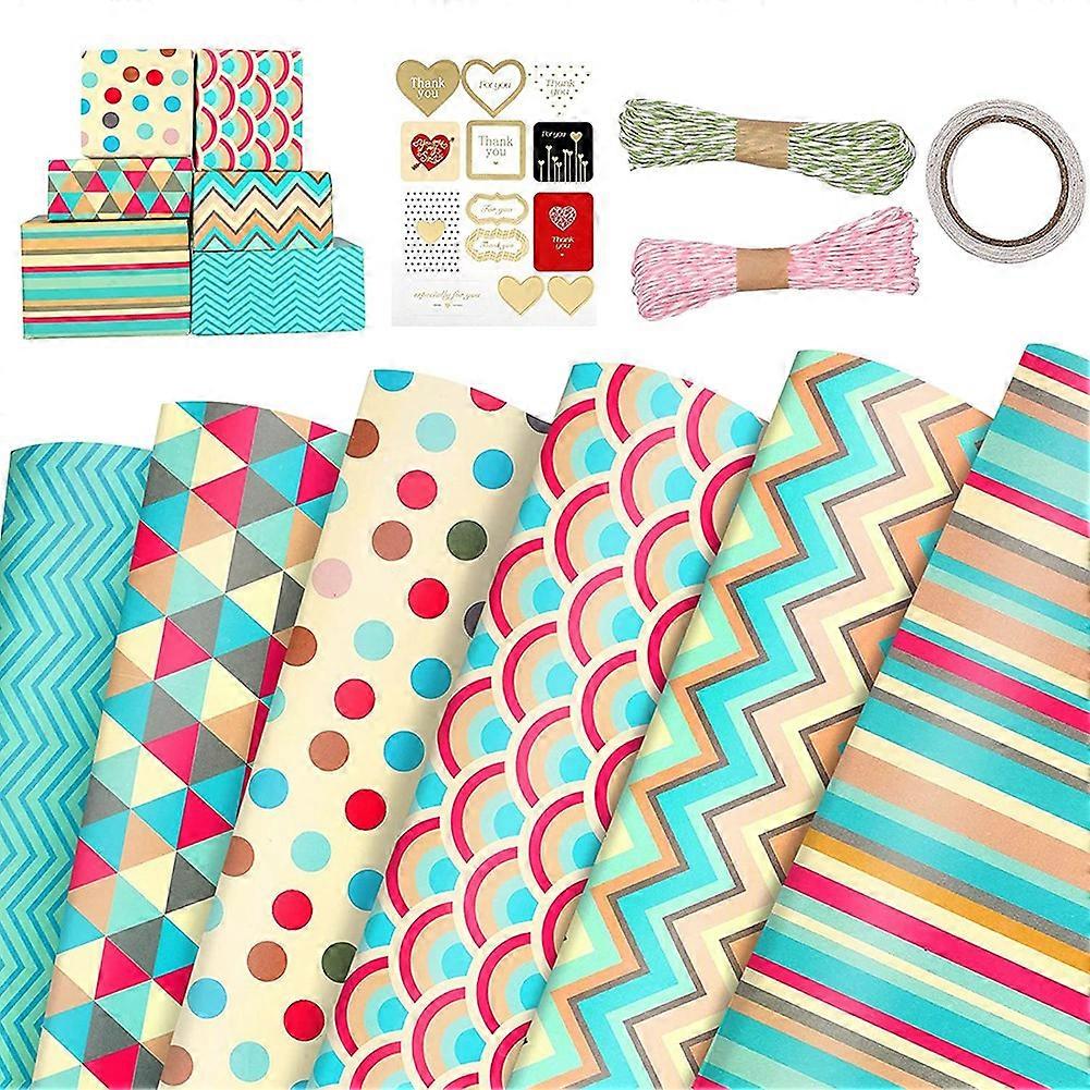 Wrapping Paper Sheets,for Christmas Birthday Party Wrapping Paper Set 6 Pcs ,Present