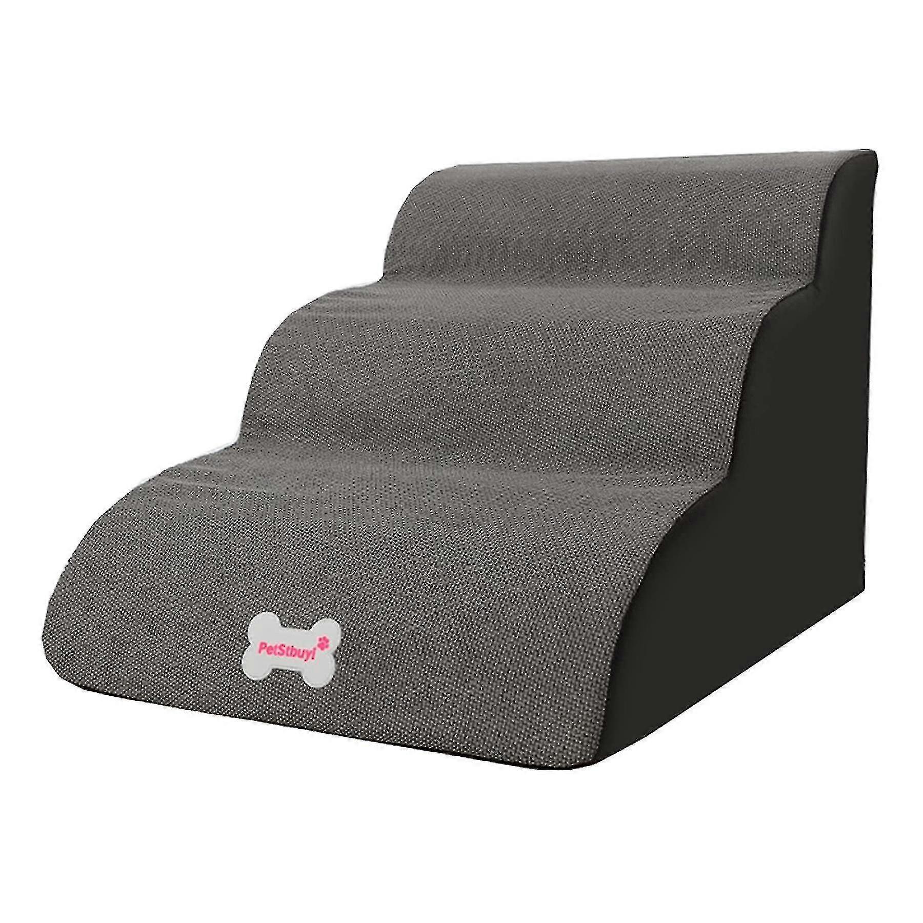 犬の階段湾曲したはしご3ステップソフト快適なペット階段、取り外し可能な洗濯可能なペットはしごソファベッド用小型犬ランプ