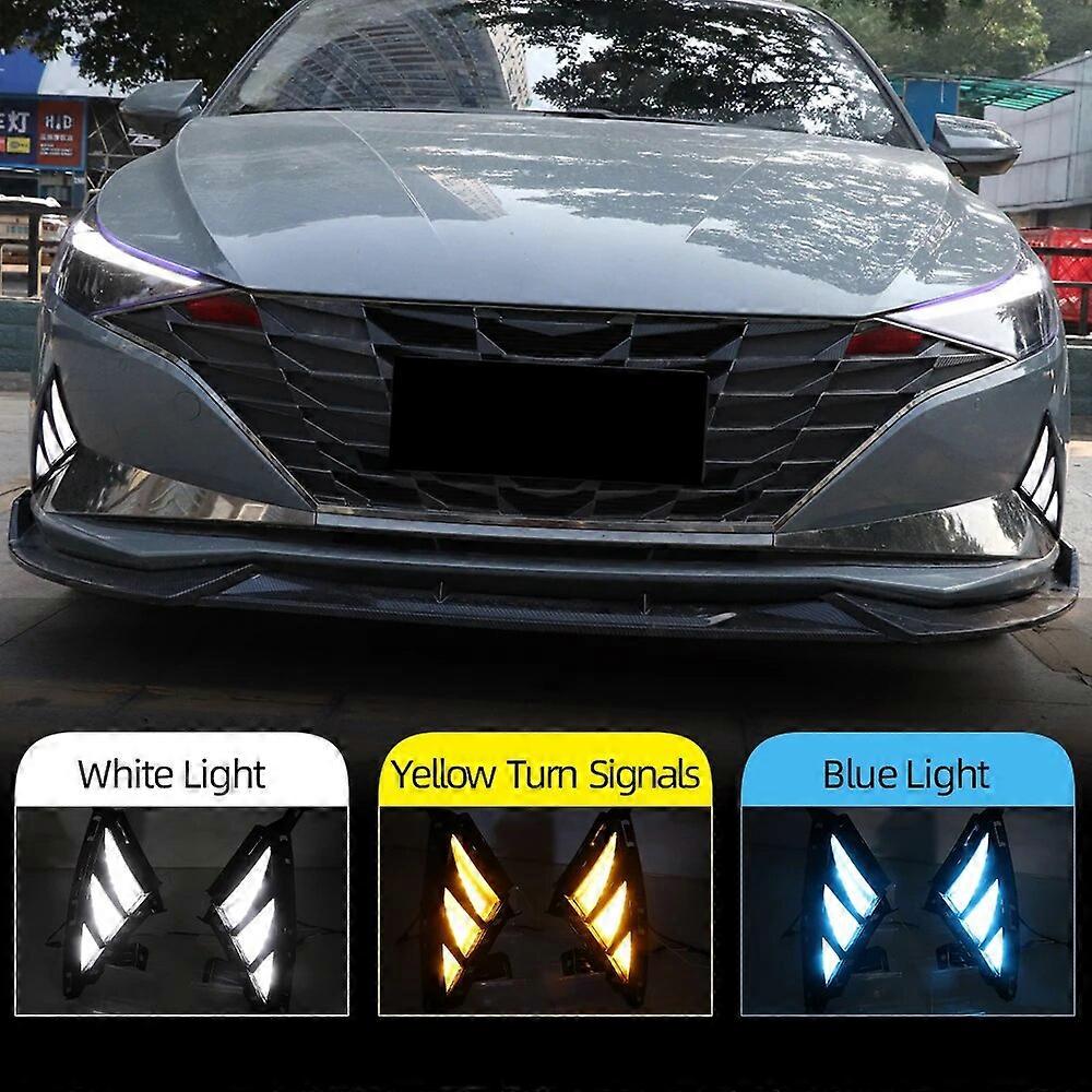 CSCSNL 1 Pair Auto LED DRL Daytime Running Light Fog Lamp Turn Signal Light Assembly for Hyundai Elantra 2020 2021 2022