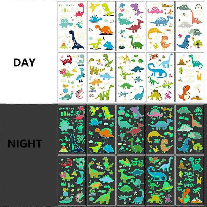 10 Sheets Luminous Tattoos Mixed Styles Temporary Tattoos Stickers Glow Party Supplies Gifts