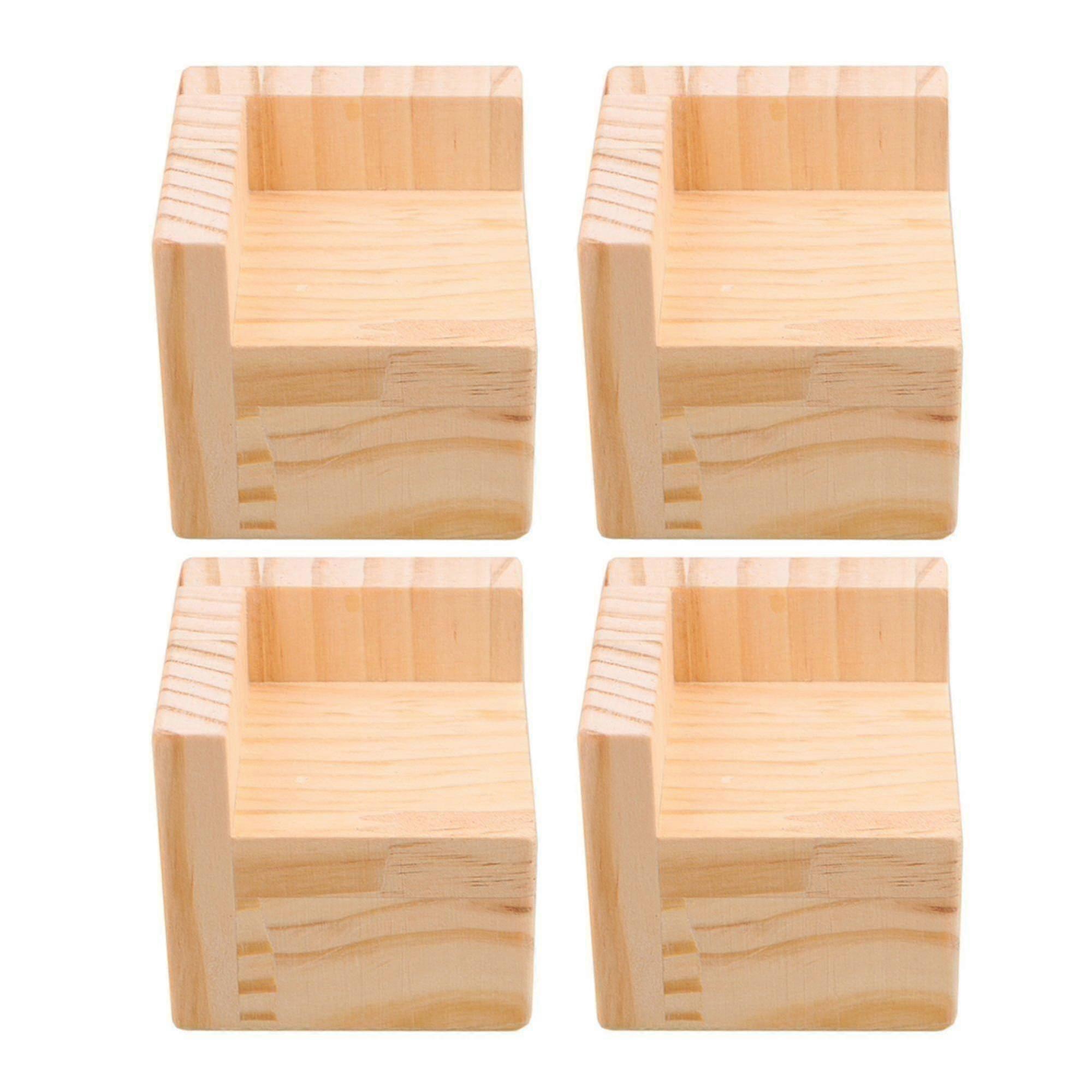 4x Drewniane meble domowe Podnośniki do łóżek 6x6cm Stopy 5cm Wysokość podnoszenia