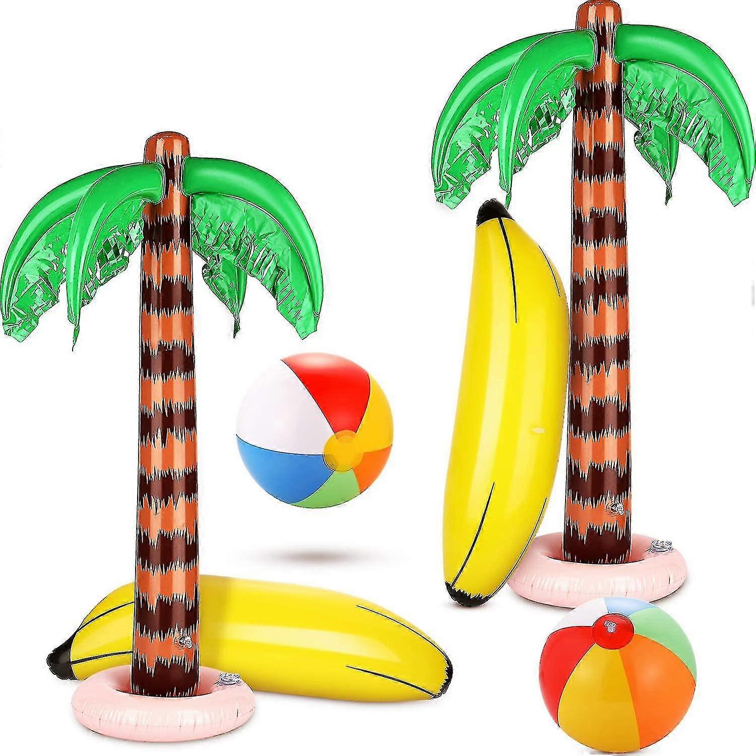6 stykker oppblåsbare Palm Tree Giant Coconut Tree Color Beach Ball Rainbow Color Ball Beach Superb