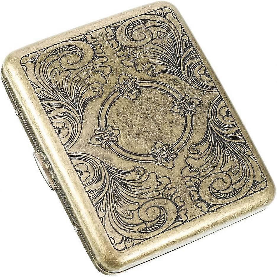 iufvbgxdh Retro Metal Cigarette Case Cigarette Case Holds for 20 Cigarettes (Rich)