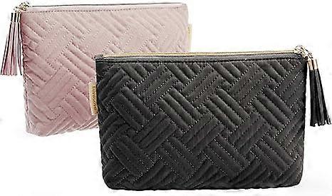 Cosmetic Pouch, Makeup Pouch Set,2 Pcs Small Makeup Bag for Purse,Travel Cosmetic Bag, Pink+Black