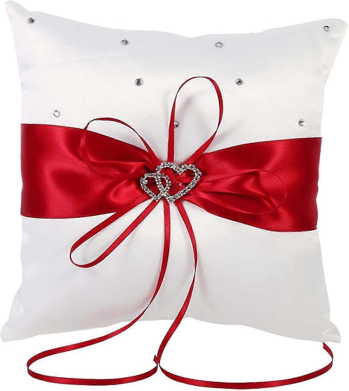 Wedding Ring Pillow, 4 Colors Lovely Bud Wedding Pocket Ring Pillow Cushion Bearer, White