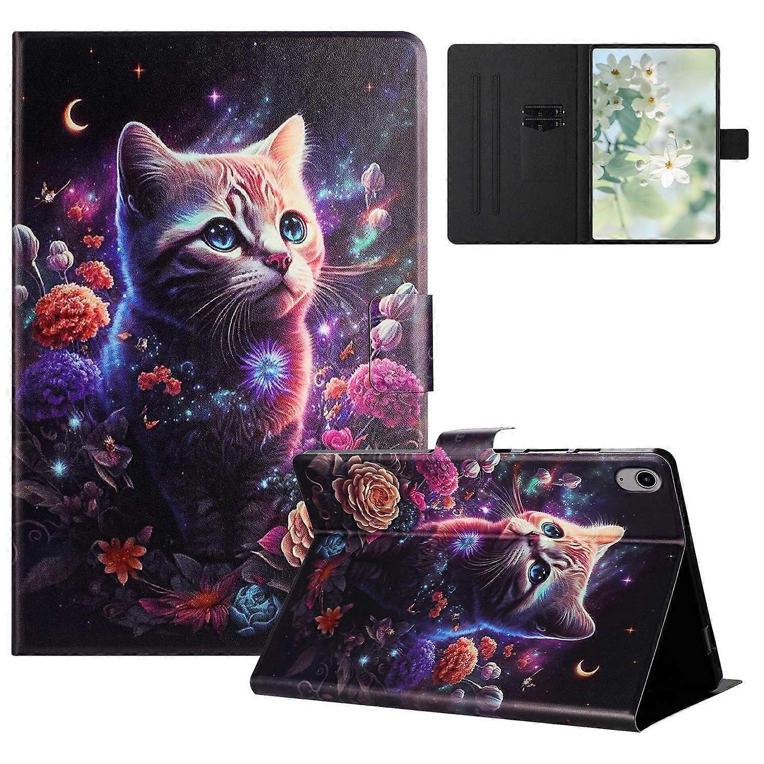 For iPad 10.9 (2022) Case Pattern Printed Stand Litchi Texture Leather Tablet Cover with Card Slots 