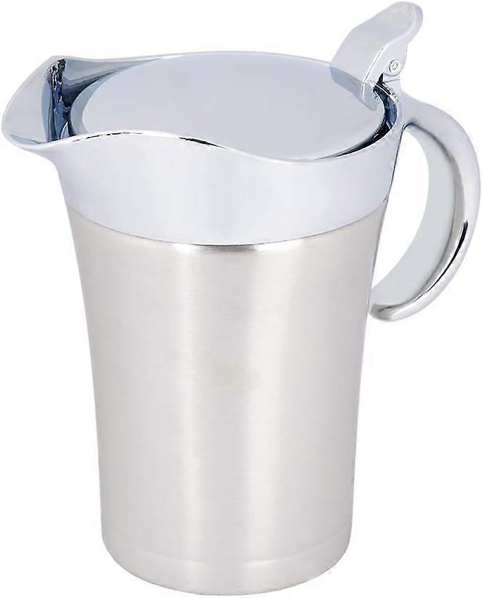 1for Sauce Boat, Sauce Boat with Hinged Lid, Sauce Serving Pitcher, 304 Stainless Steel Double Insulated Sauce Boat for Coffee, Cream, Vinaigrette, Cu