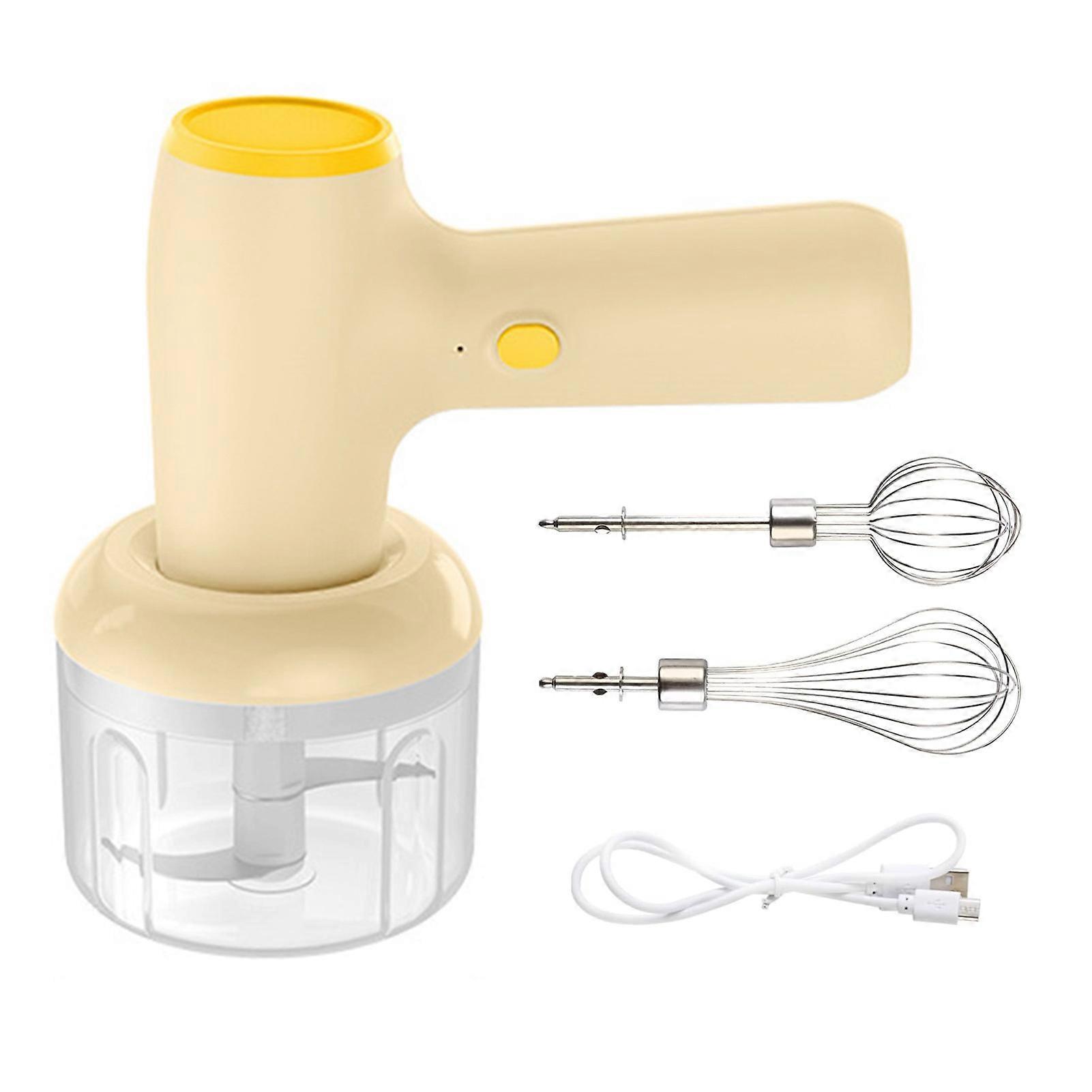 1 Set Electric Egg Beater Portable Cordless Electric Garlic Chopper USB Rechargeable Handheld Food Processor for Home KAESI