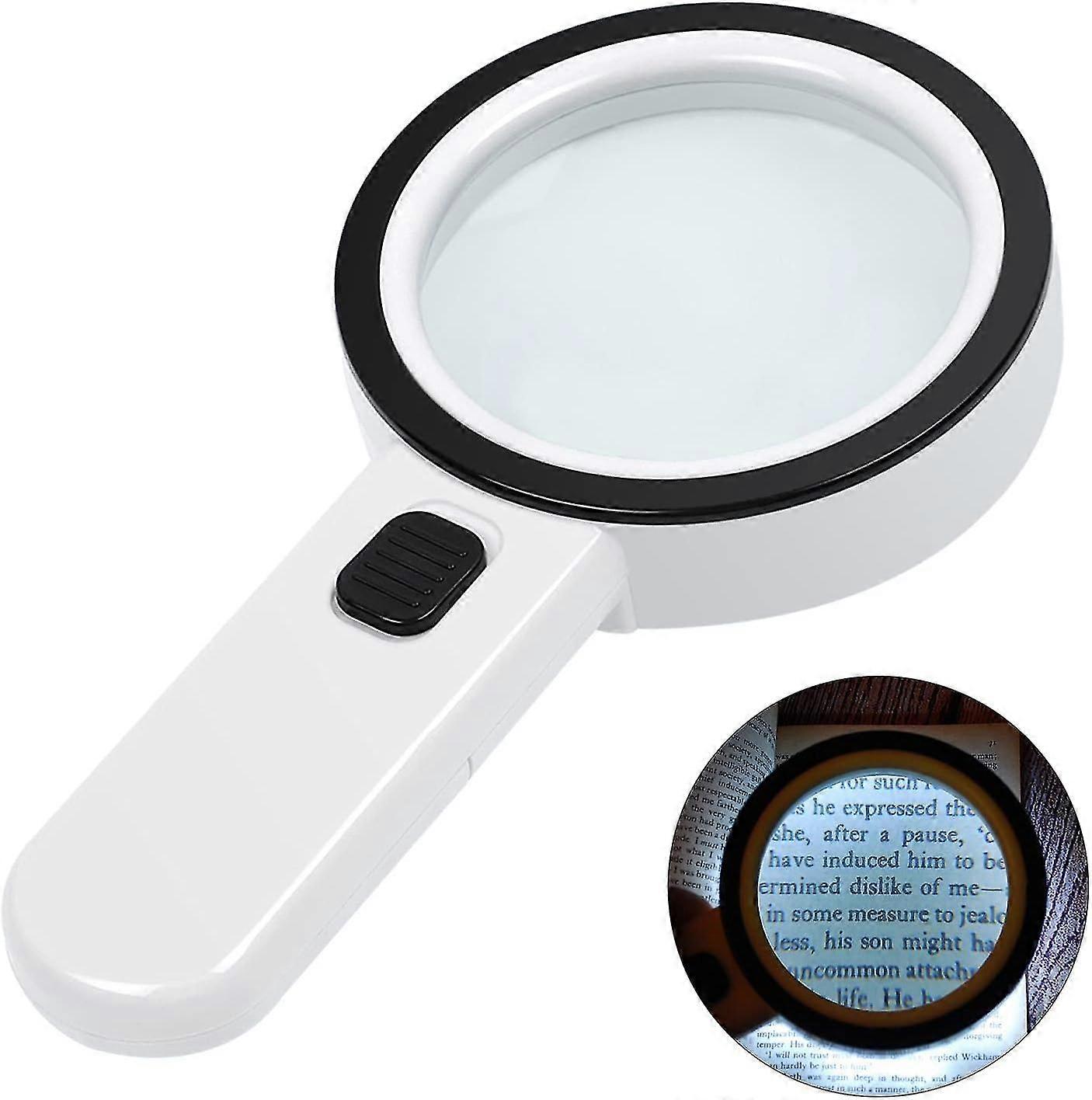 Magnifying Glass With Light, 30x Handheld Large Magnifying Glass 12 Led Illuminated Lighted Magnifier