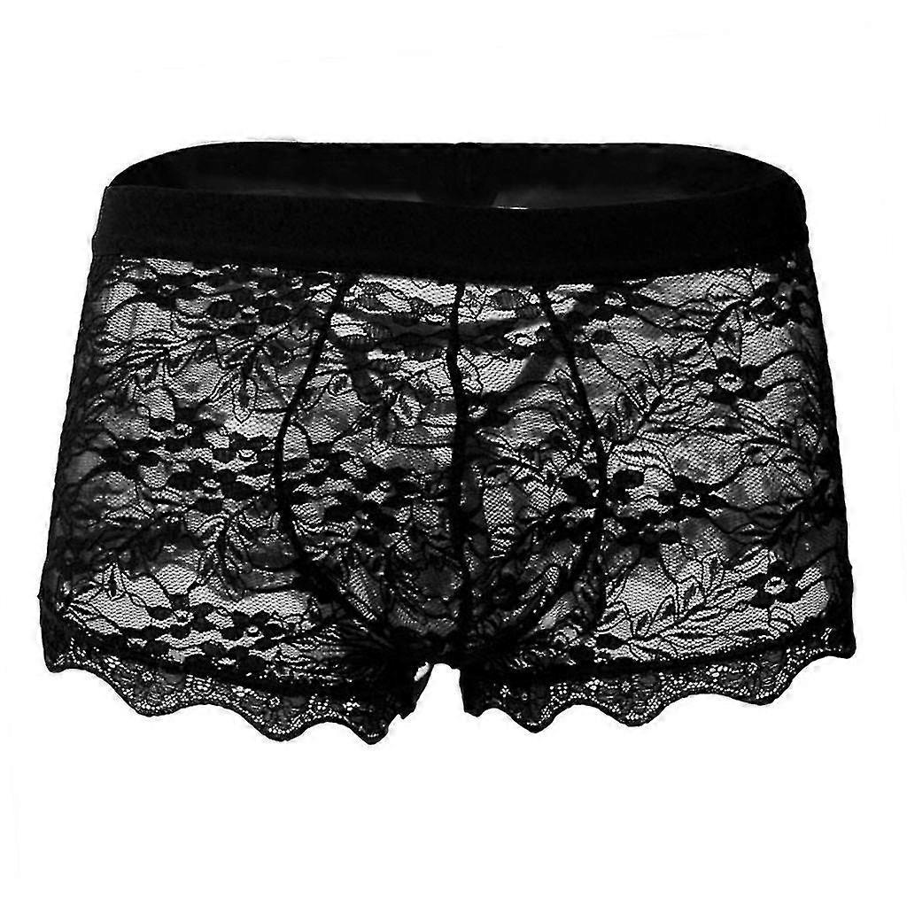 Män underkläder spets transparent mesh låg midja Boyshort