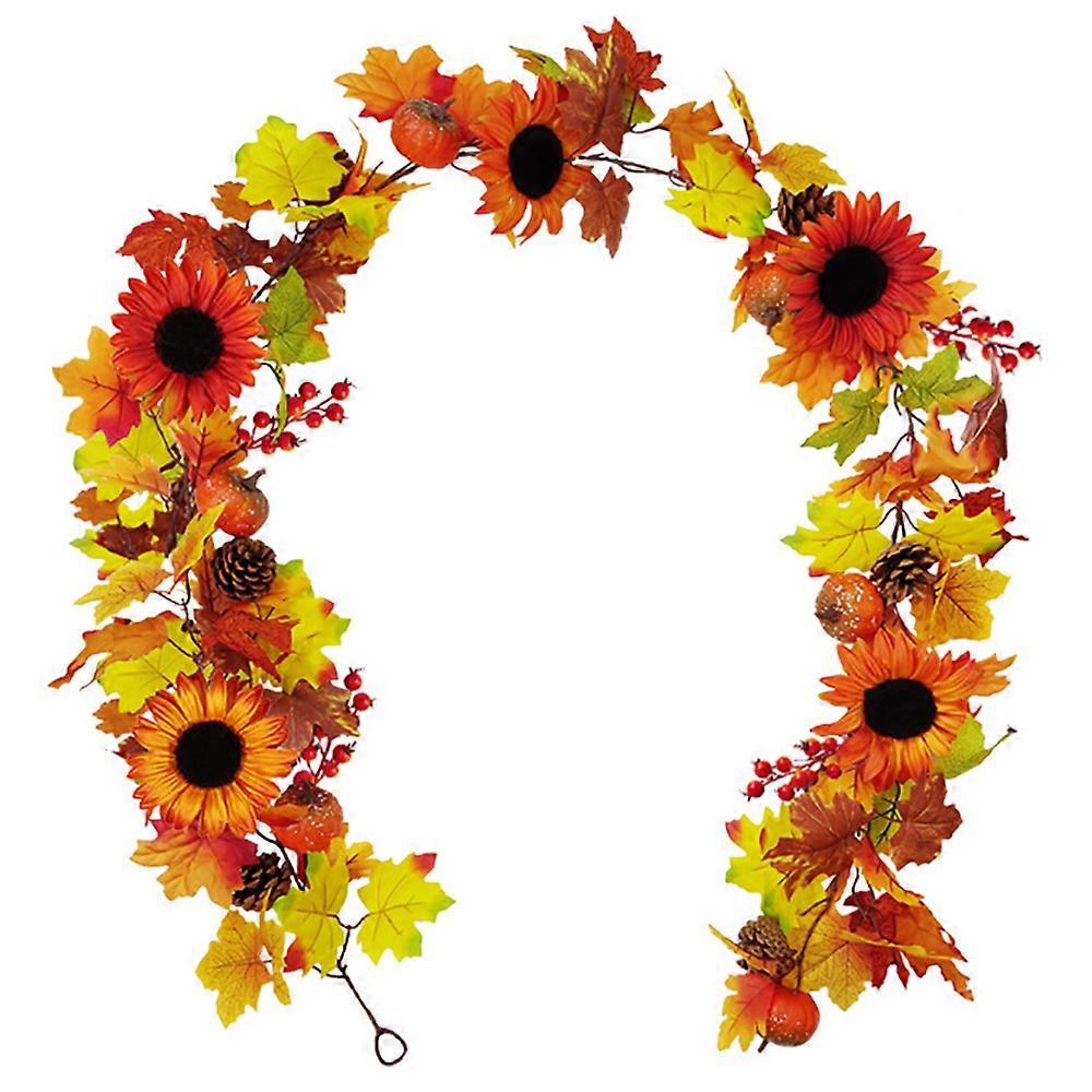 Thanksgiving Door Pumpkin Wreath Maple Leaf Garland Party Decor Props