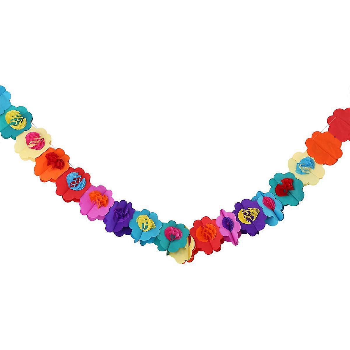 Paper Garland Decorations, Mexican Banner Hibiscus Garland Flower Banner Tropical Paper Flowers Lua