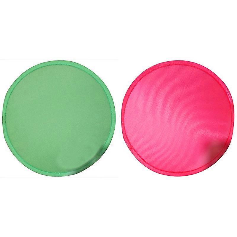 2 Pcs Foldable Round Fan Portable Easy to Use and Take Up No Space, 1 Pcs Red & 1 Pcs Green