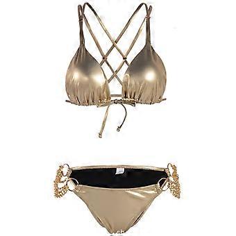 MIMIGO Women's Sexy Metal Chain Strap Bikini Set Piece Swimsuit