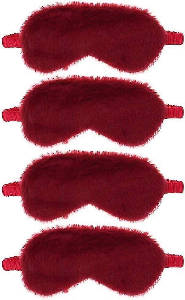 4 Pack Plush Sleep Mask Soft Comfortable Blindfold Eye Cover For Sleepover Gift Birthday Party Favors, Silky Fabric On The Back, Cozy, Fluffy And Furr