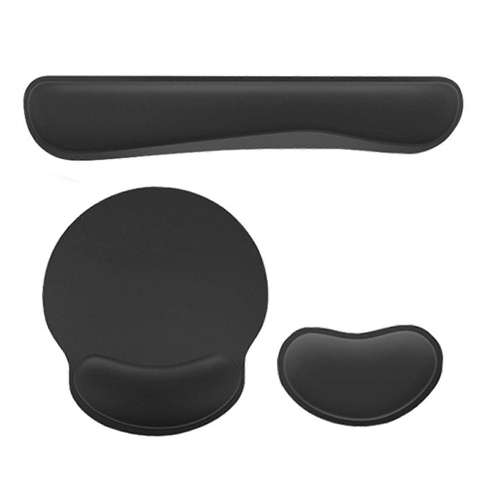 3pcs Computer Wrist Rest Set Ergonomic Design Desk Mat Set with Rubber Bottom
