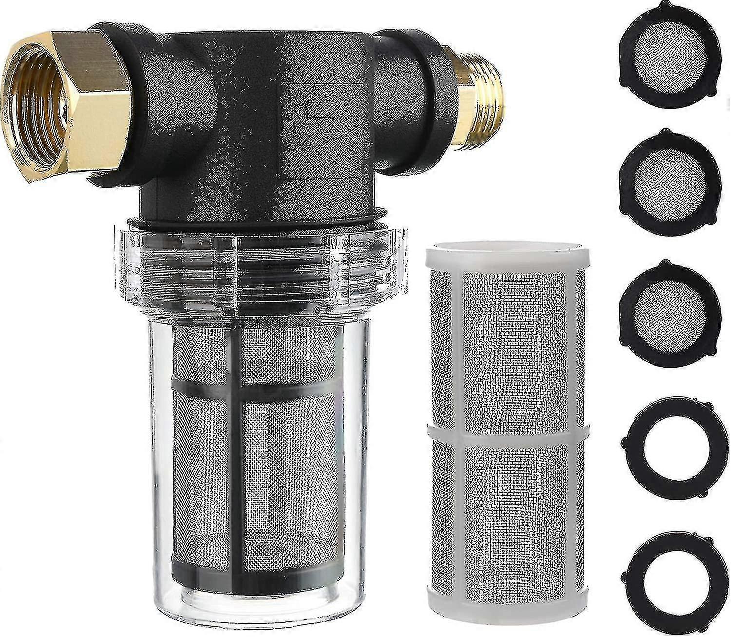 Garden Hose Filter For Pressure Washer Water Inlet, Sediment Inline Filter, 40 Mesh Screen, Extra 100 Mesh