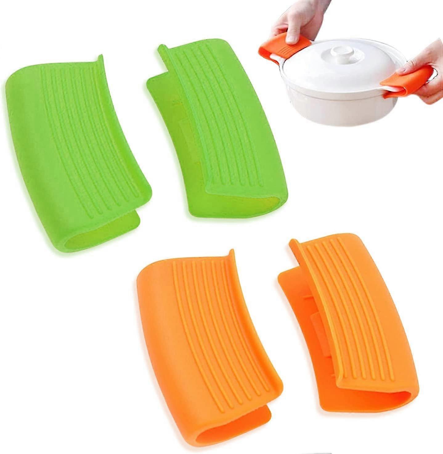2 Pair Silicone Assist Handle Holders, Pot Handle Heat Protection Silicone