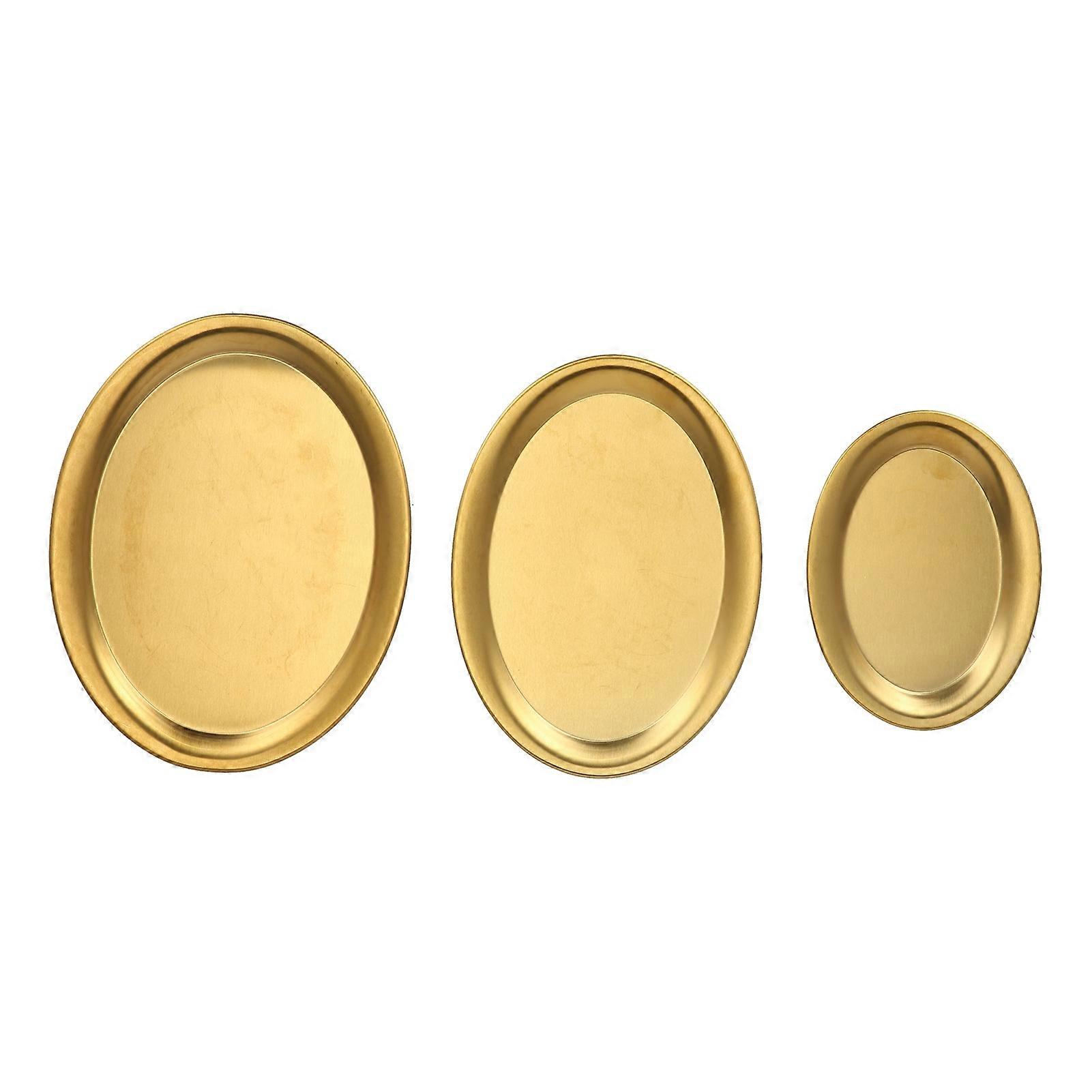 3stk rustfrit stål dessertbakke spejl poleringsproces snack smykker display bakkeguld