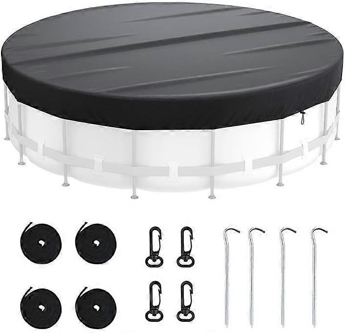 12FT poolskydd, runt poolskydd, poolskydd, 420D Oxfordtyg för bubbelpoolskydd, vikbar isoleringsfilm för familjer