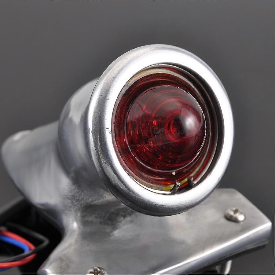 Chrome Retro Motorcycle Round Cafe Racer LED Tail Light For Harley ...