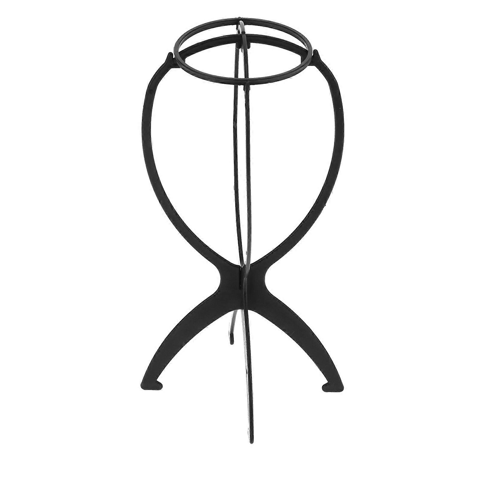 Wig Head Stand Travel Folding Display Holder Rack for Home and Salon Use Black